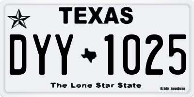 TX license plate DYY1025