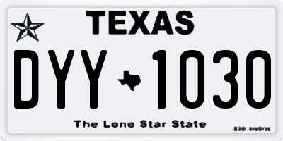 TX license plate DYY1030