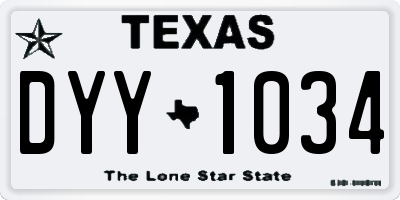 TX license plate DYY1034