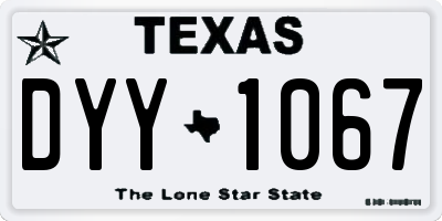 TX license plate DYY1067