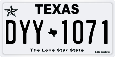 TX license plate DYY1071