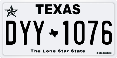 TX license plate DYY1076