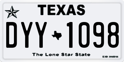 TX license plate DYY1098