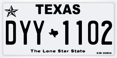 TX license plate DYY1102