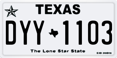 TX license plate DYY1103