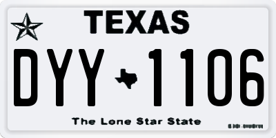 TX license plate DYY1106