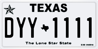 TX license plate DYY1111