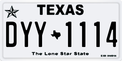 TX license plate DYY1114