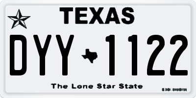 TX license plate DYY1122