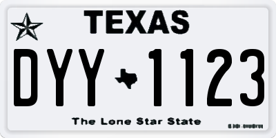 TX license plate DYY1123