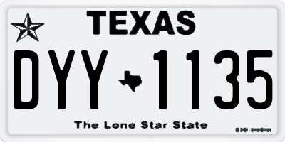 TX license plate DYY1135