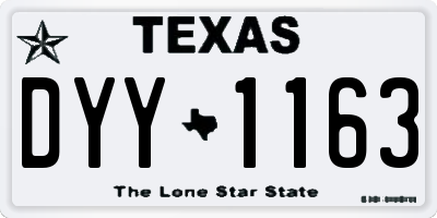 TX license plate DYY1163