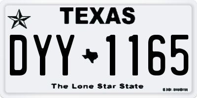 TX license plate DYY1165