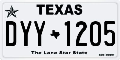 TX license plate DYY1205