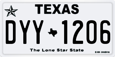 TX license plate DYY1206