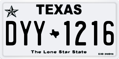 TX license plate DYY1216