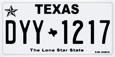 TX license plate DYY1217