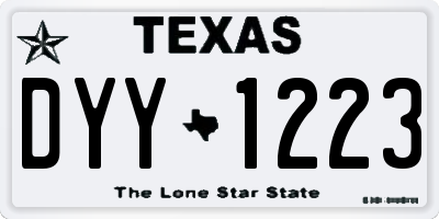 TX license plate DYY1223