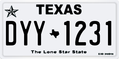 TX license plate DYY1231