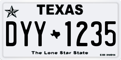 TX license plate DYY1235