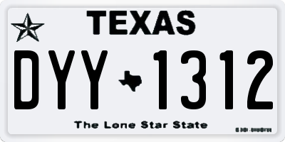 TX license plate DYY1312