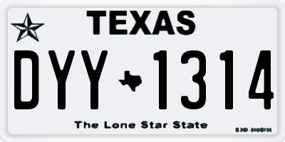 TX license plate DYY1314