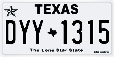 TX license plate DYY1315