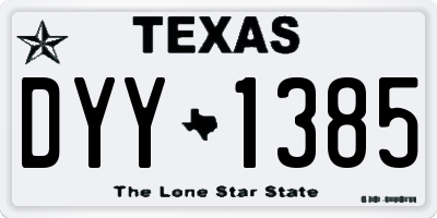 TX license plate DYY1385