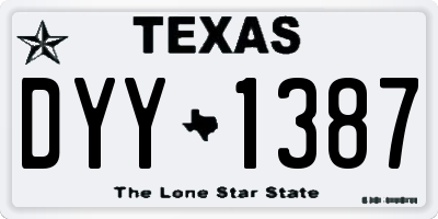 TX license plate DYY1387