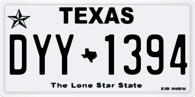 TX license plate DYY1394