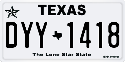 TX license plate DYY1418
