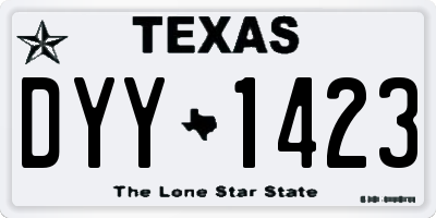 TX license plate DYY1423