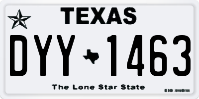 TX license plate DYY1463
