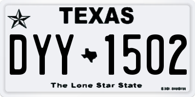 TX license plate DYY1502