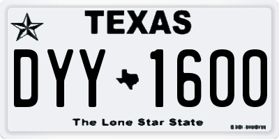 TX license plate DYY1600