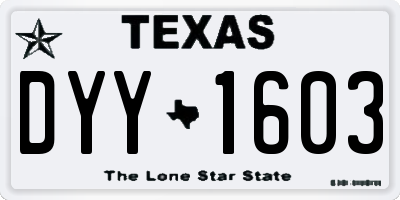 TX license plate DYY1603