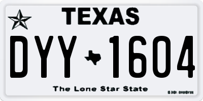TX license plate DYY1604