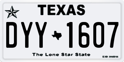 TX license plate DYY1607