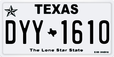 TX license plate DYY1610