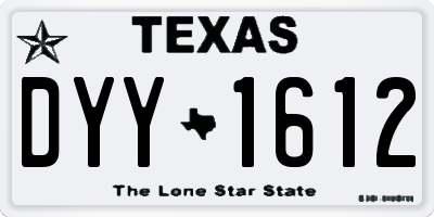 TX license plate DYY1612