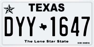 TX license plate DYY1647