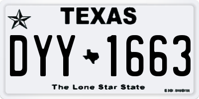 TX license plate DYY1663