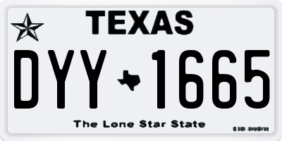 TX license plate DYY1665