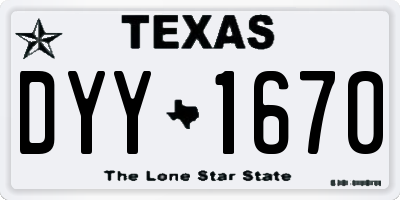 TX license plate DYY1670