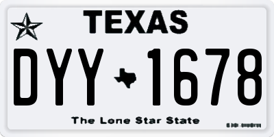 TX license plate DYY1678