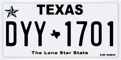 TX license plate DYY1701