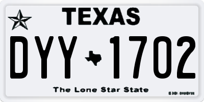 TX license plate DYY1702
