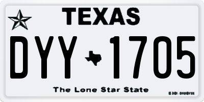 TX license plate DYY1705