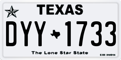 TX license plate DYY1733