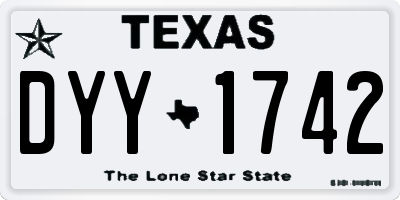 TX license plate DYY1742